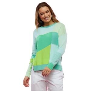 Zaket & Plover || Woman’s crewneck Patchwork pullover 100% cotton Sweater Sz S